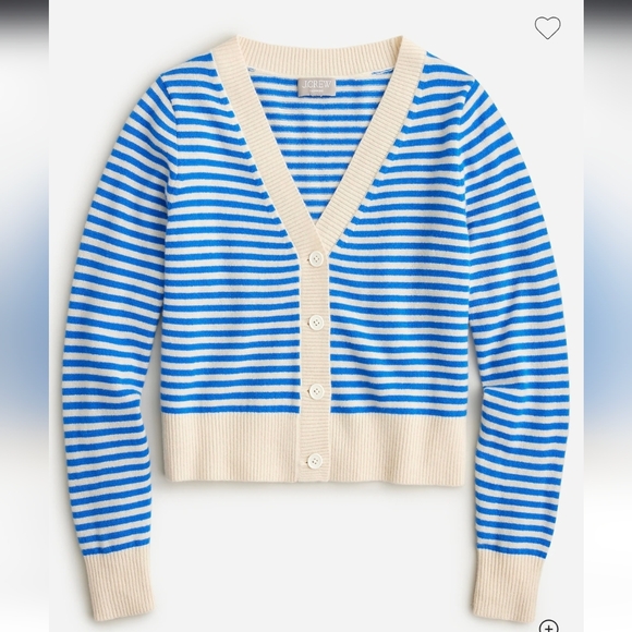 J. Crew Sweaters - J.Crew Cashmere Cropped Cardigan Sweater Im Stripe Medium NWOT